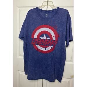 Disney Marvel Captain America Legendary Distressed Blue T-Shirt Size XL